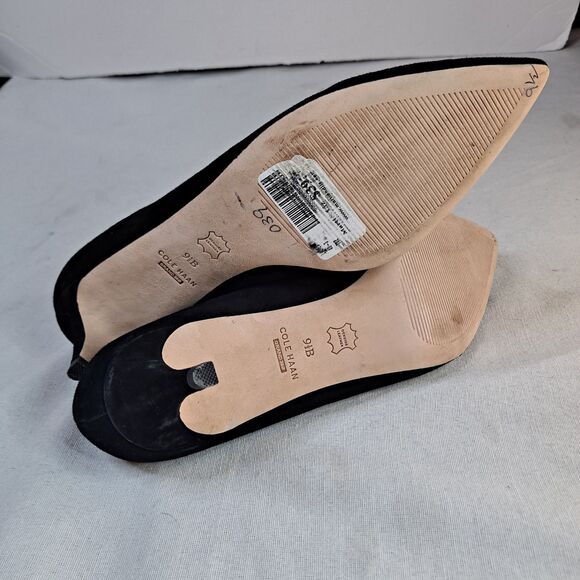 Cole Haan Suede Heels Women's Size 9.5B Black Kitten Heel Pointed Toe Pumps - Picture 8 of 10